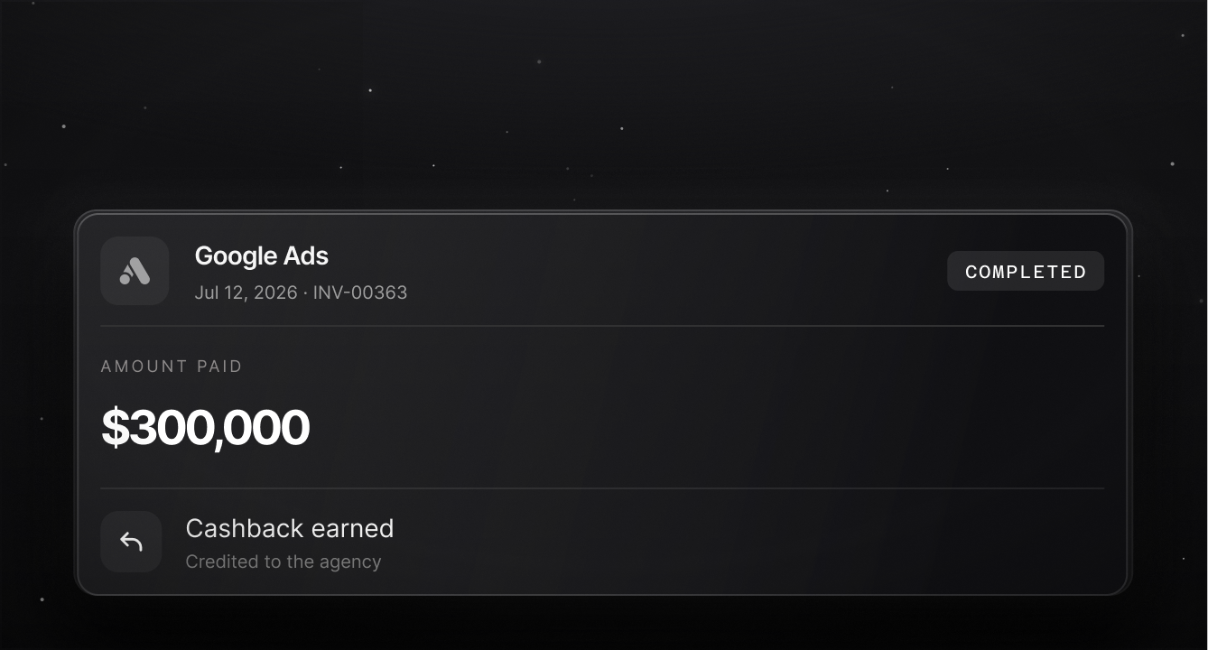 Cashback earned on an ad payment in Opal