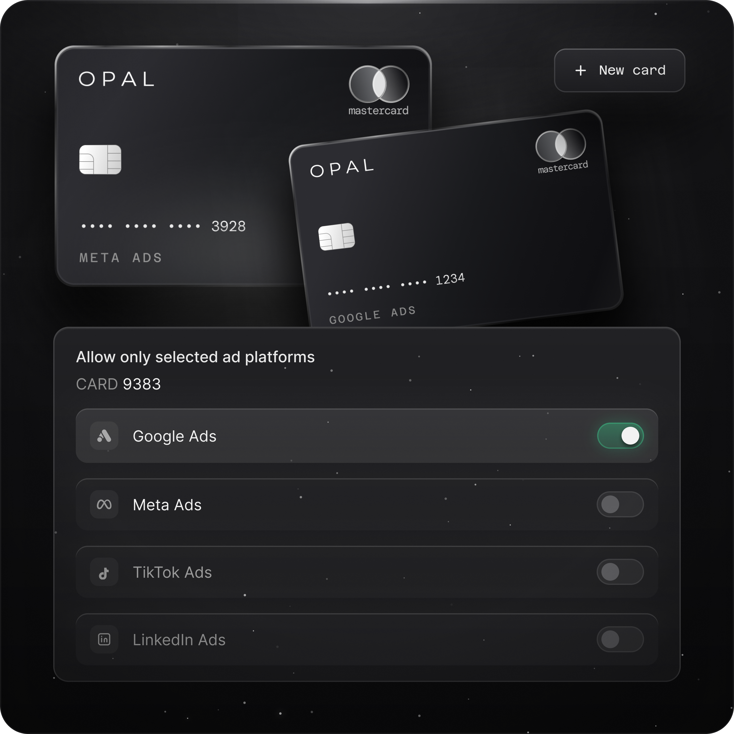 Dedicated Opal virtual cards for each political campaign
