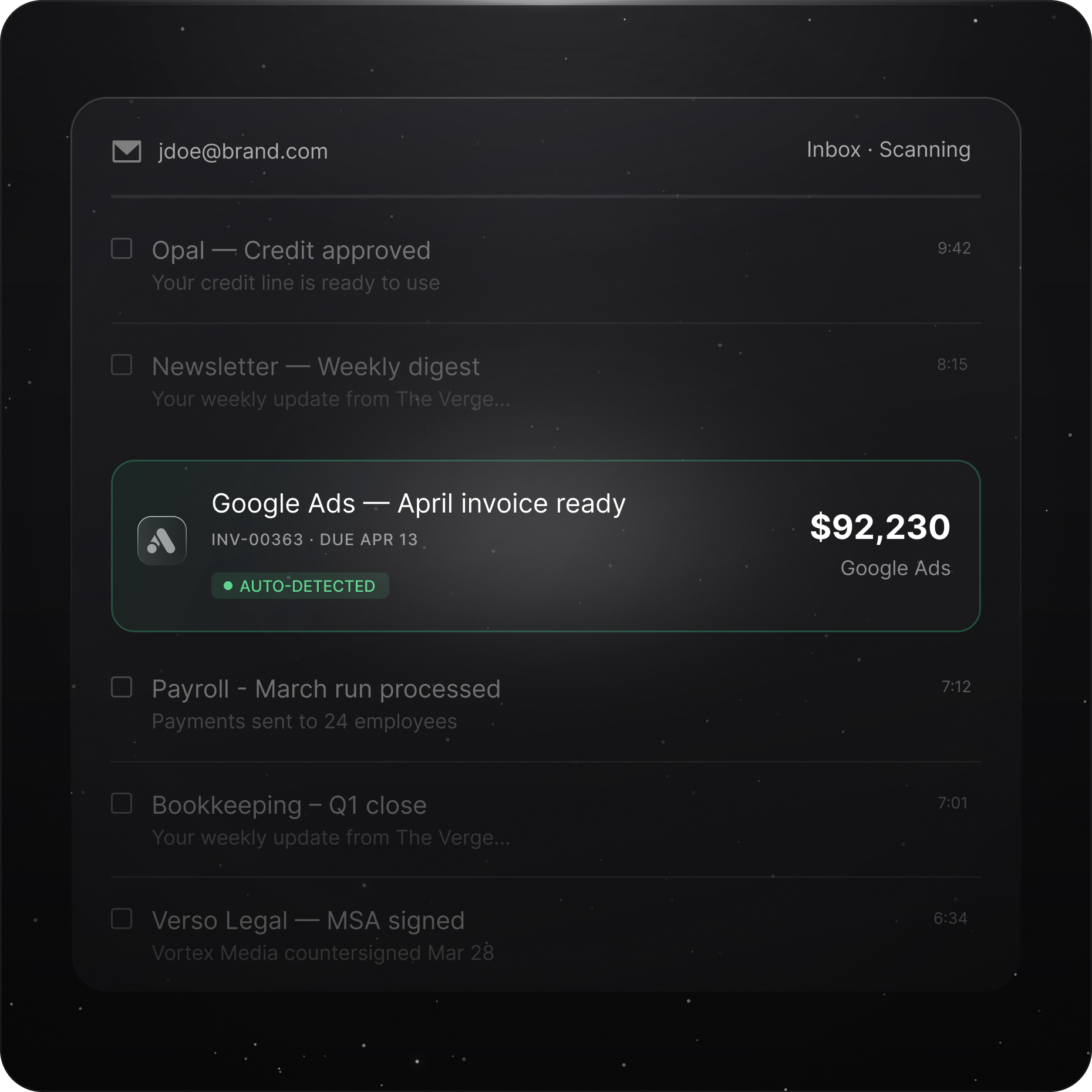 Ad Pay detecting an advertising invoice