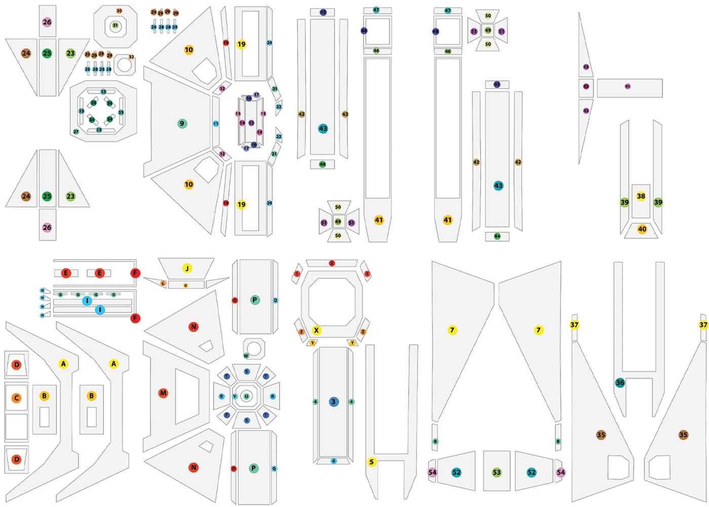 A diagram of the spaceship designed for the commercial.