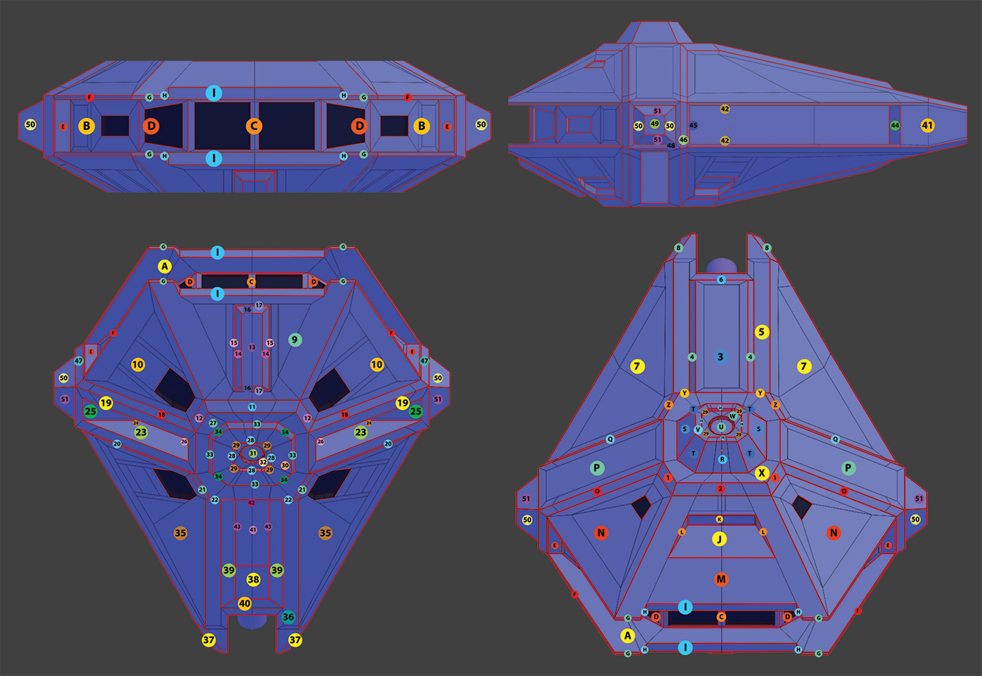 A 3D model of the spaceship designed for the commercial.