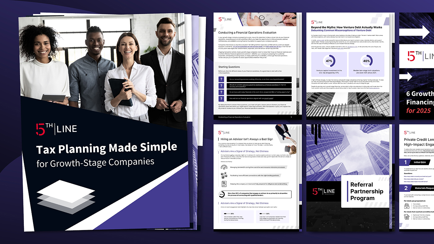 A gallery of branded marketing collateral designed for 5th Line.