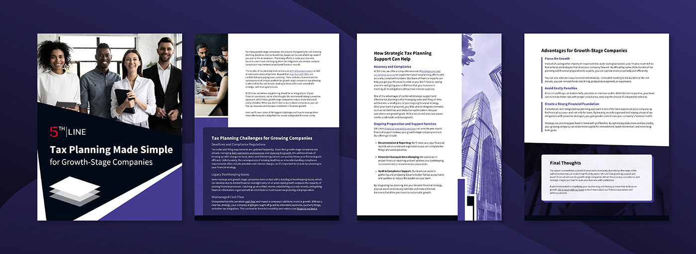 A gallery of branded marketing collateral designed for 5th Line.