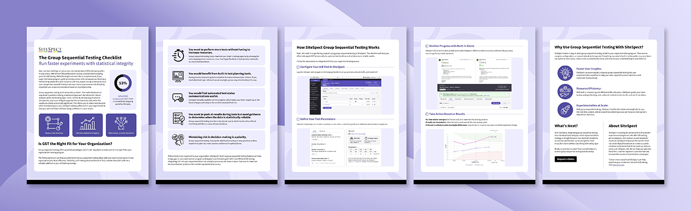 A collection of marketing materials designed for Sitespect.