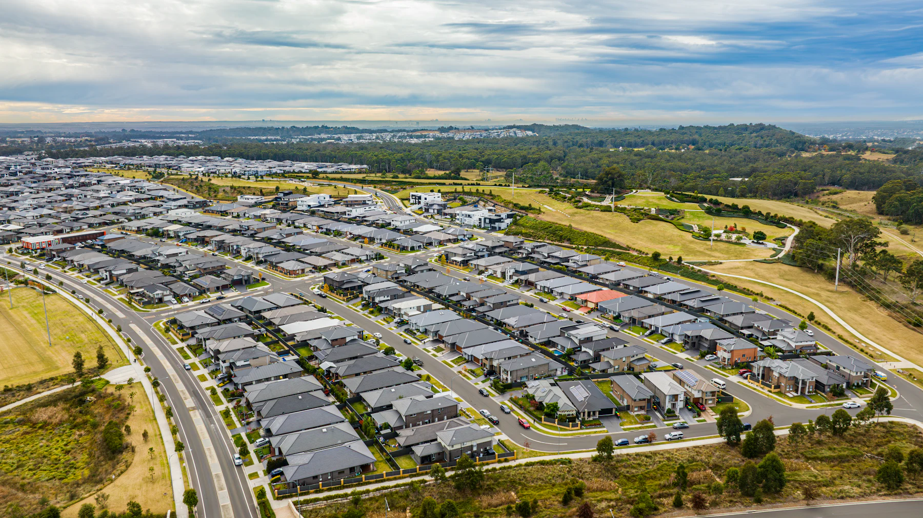 Aerial view of a new residential estate