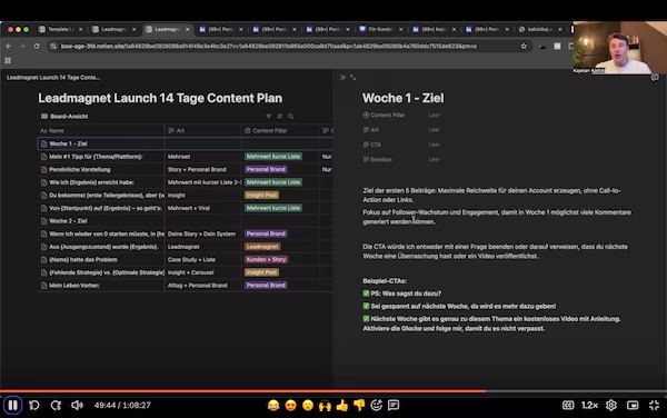 Screenshot aus dem Kurs mit einem Einblick in die Strategie hinter erfolgreichen Leadmagneten für die Kundengewinnung