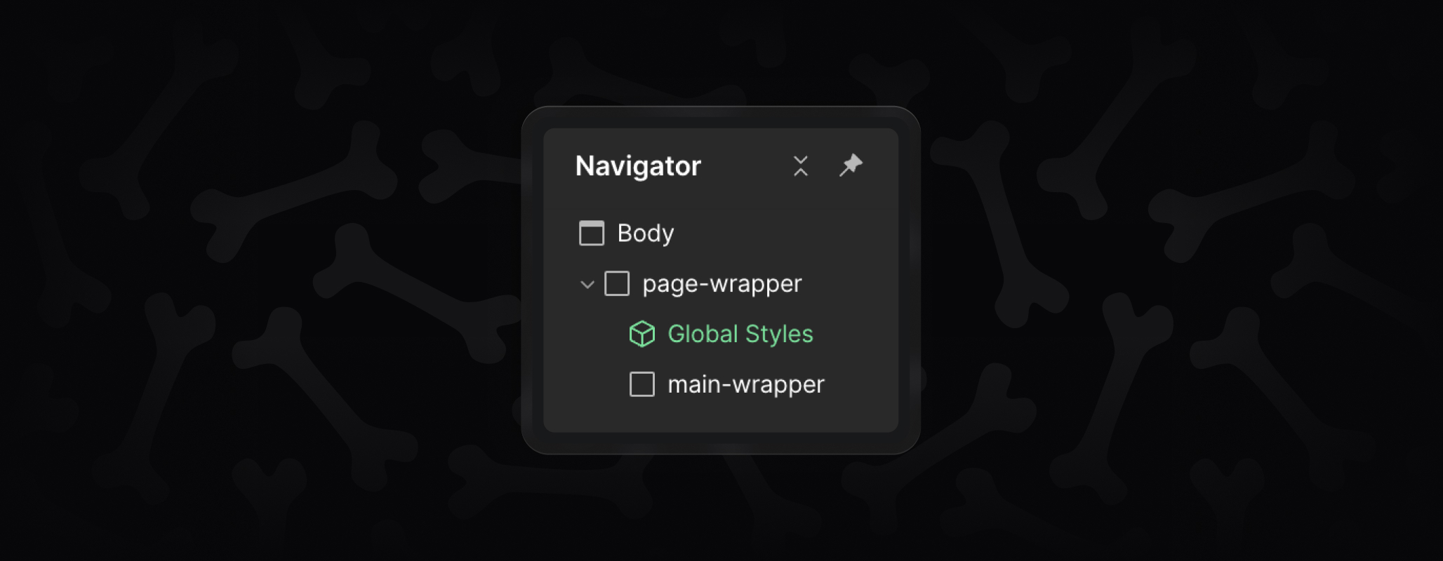 BYQ Skeletons project page structure in Webflow showing page wrapper, global styles, and main wrapper for proper setup.