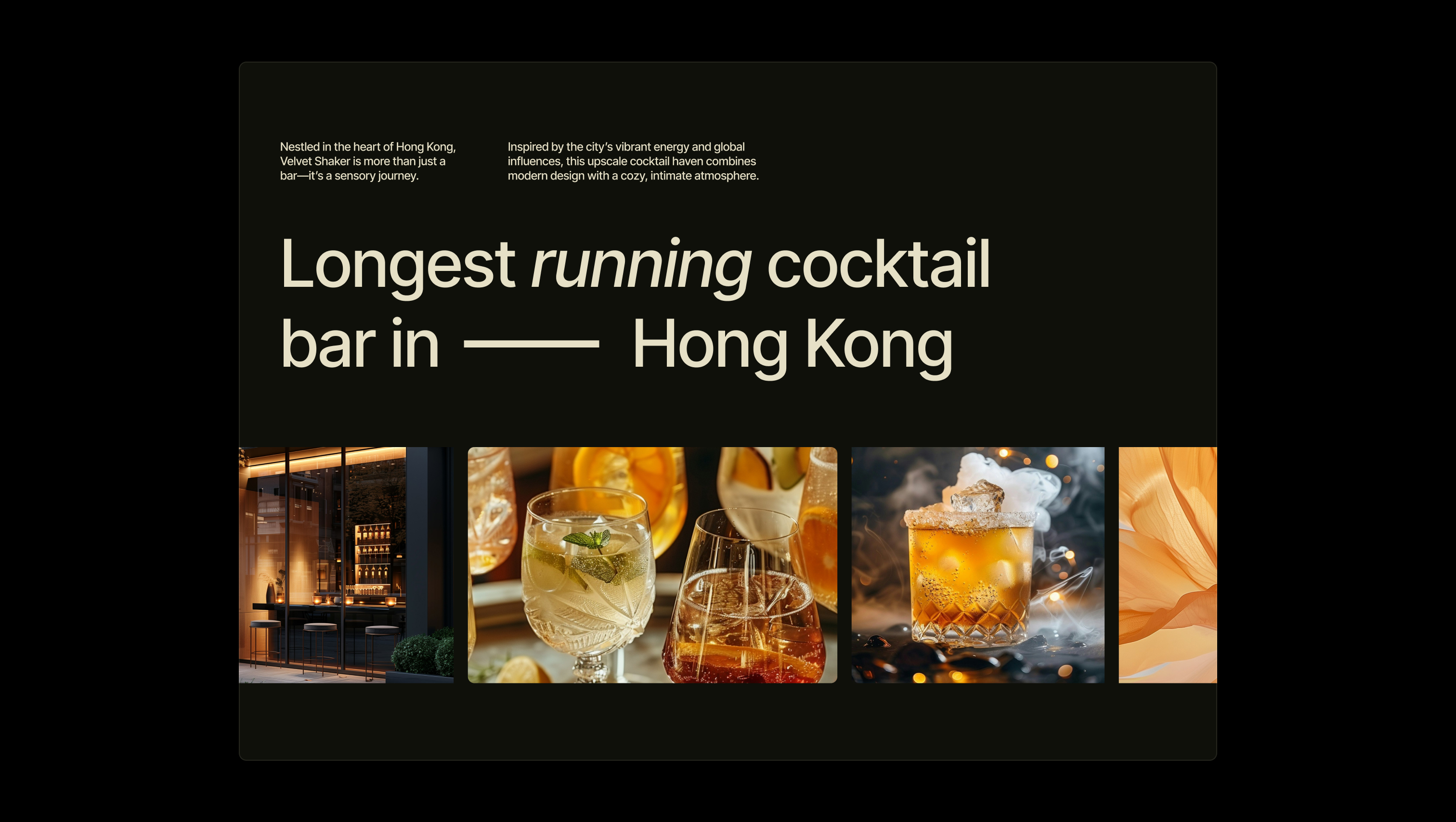 Screenshot of section from BYQ Supply highlighting a design for cocktail bars and nightlife venues.
