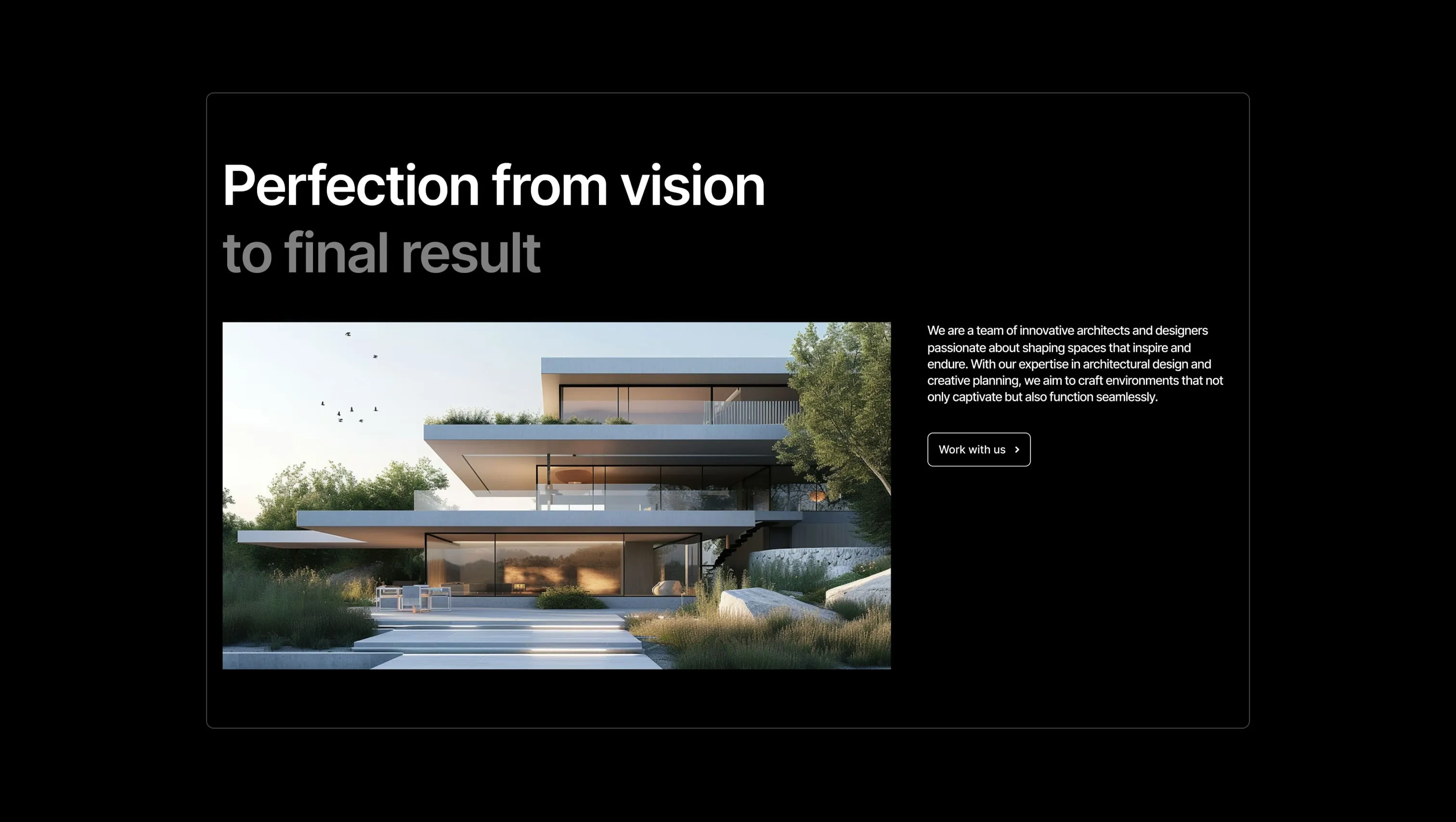 Screenshot of section from BYQ Supply highlighting a modern architecture showcase for real estate or property developers.