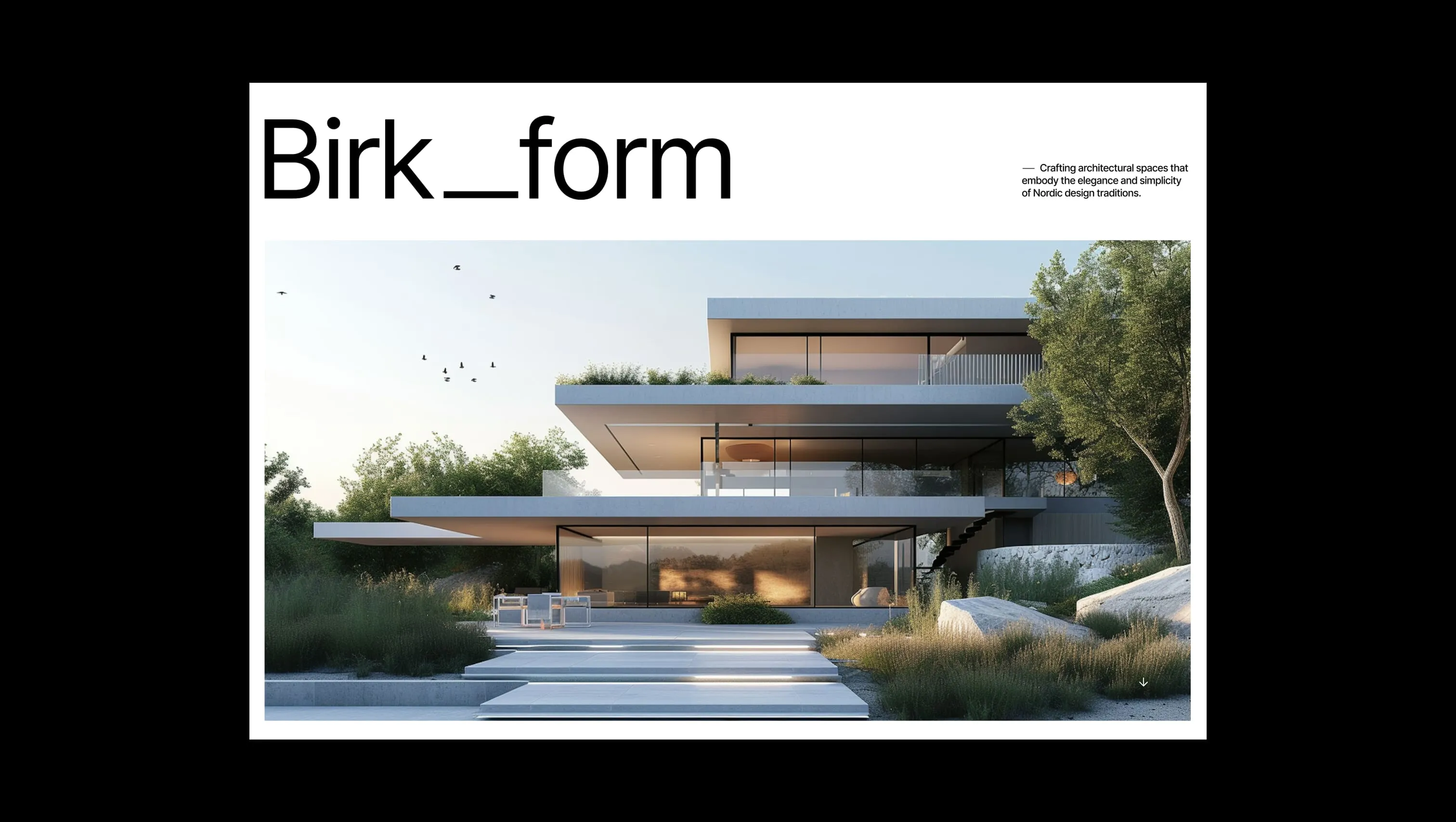 Screenshot of section from BYQ Supply highlighting a modern architecture-inspired hero layout with bold branding and sleek imagery.