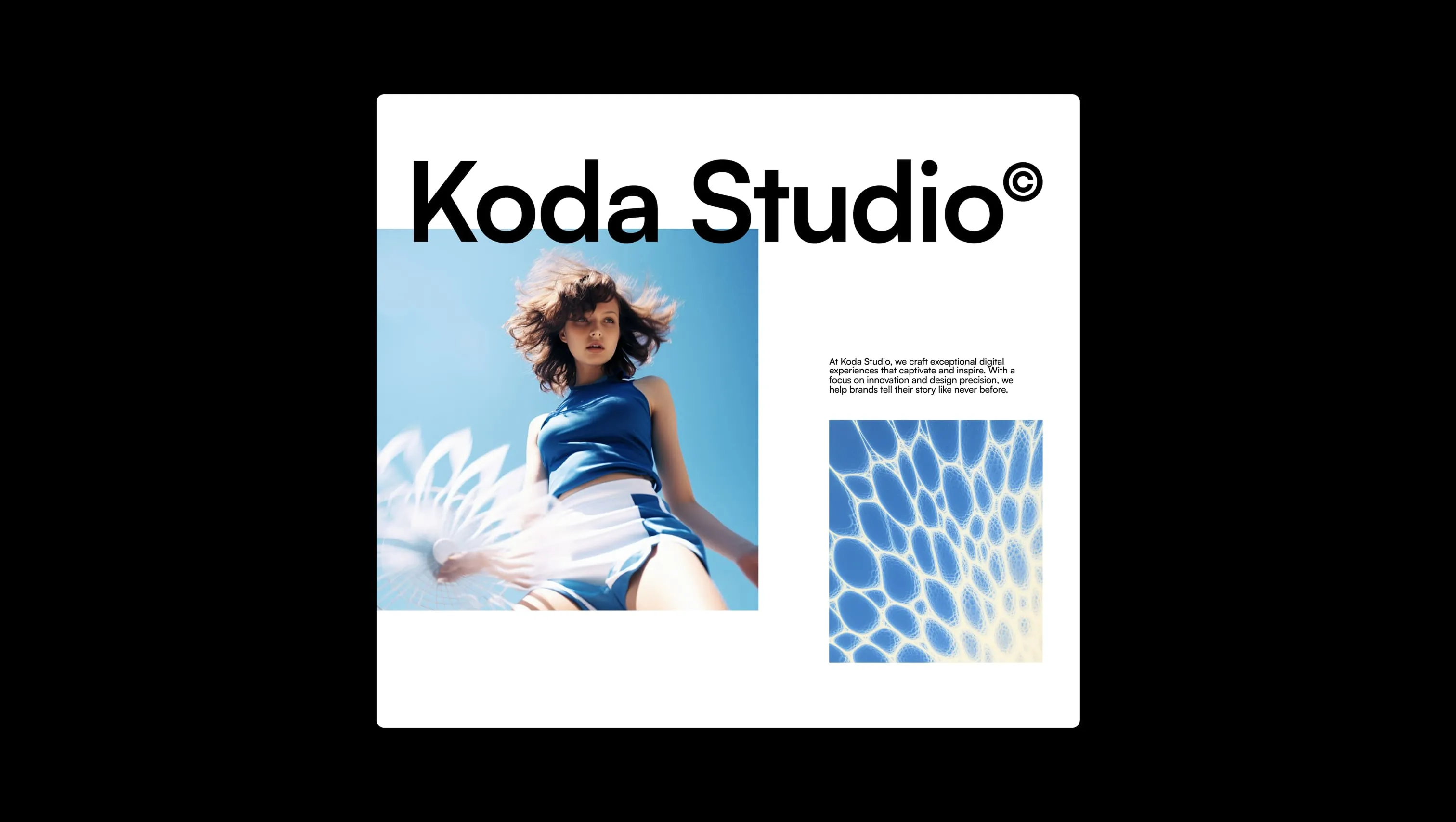 Screenshot of section from BYQ Supply highlighting a creative agency hero with bold visuals, modern fonts, and clear messaging.