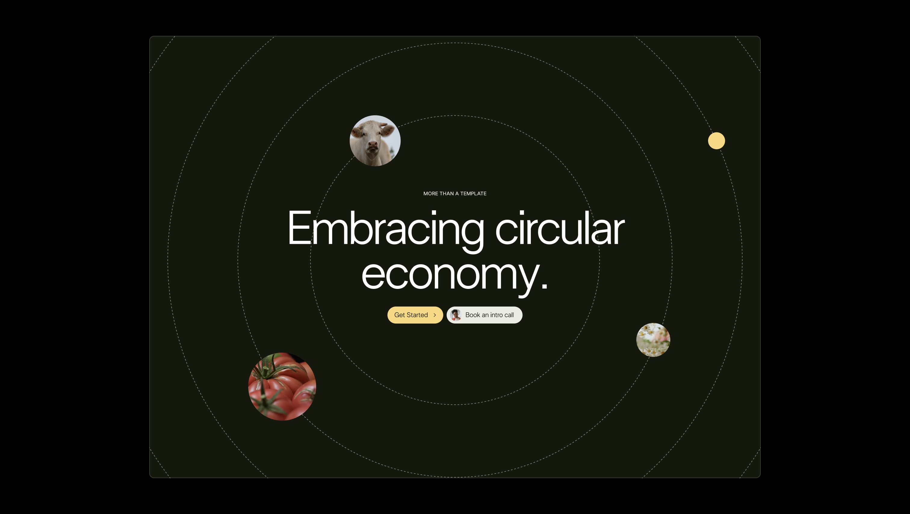 Screenshot of section from BYQ Supply highlighting a circular economy visual concept with animated planet icons.