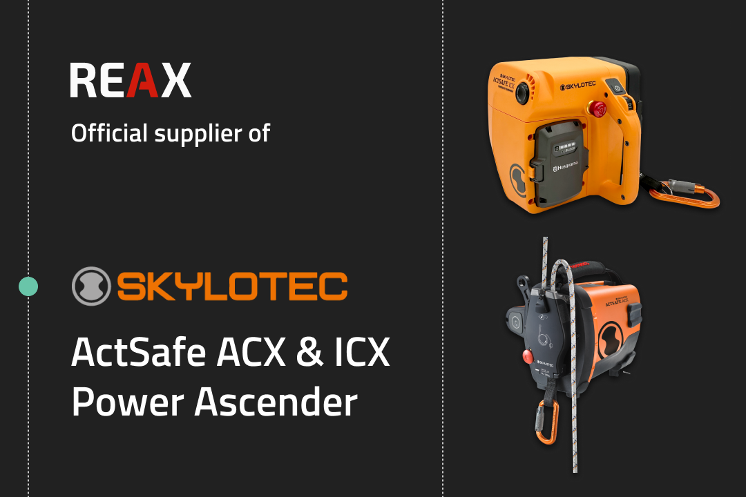 Image for Skylotec ActSafe ACX & ICX Power Ascender, featuring the products and logos of REAX and Skylotec
