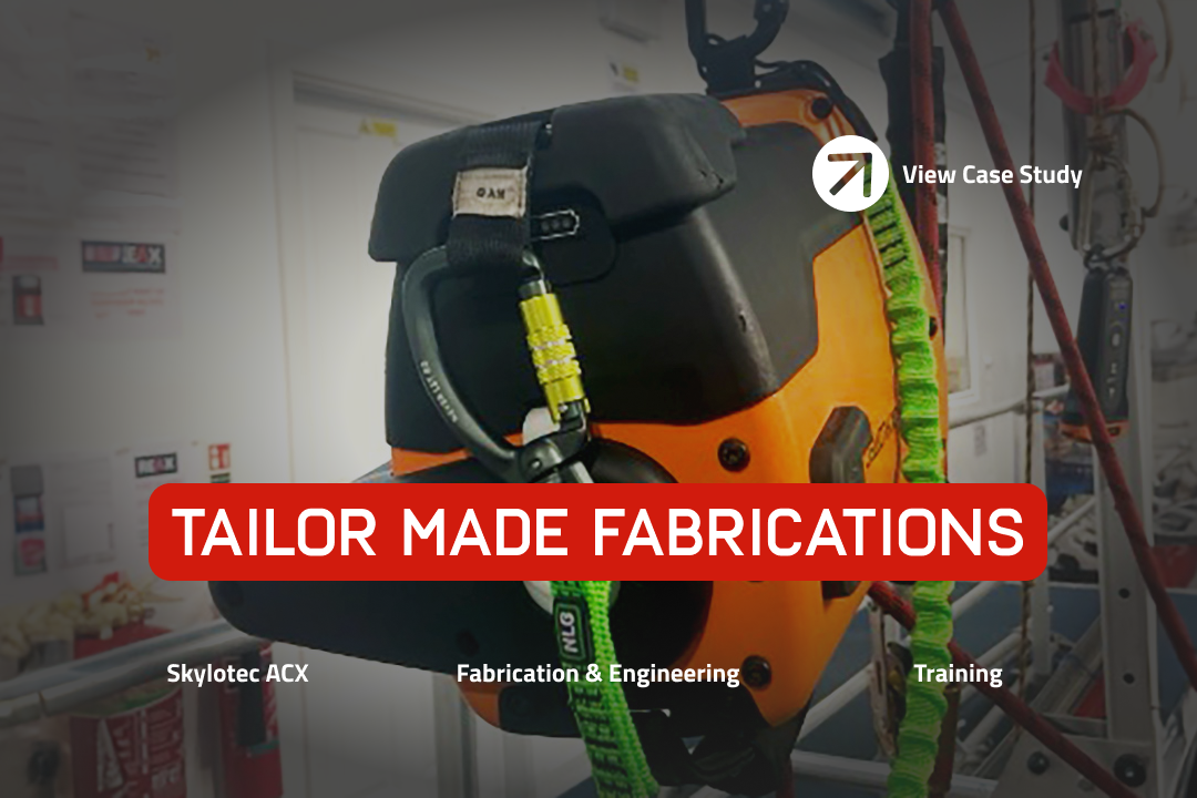 Skylotec ACX hanging on a tripod with the text ‘case study’