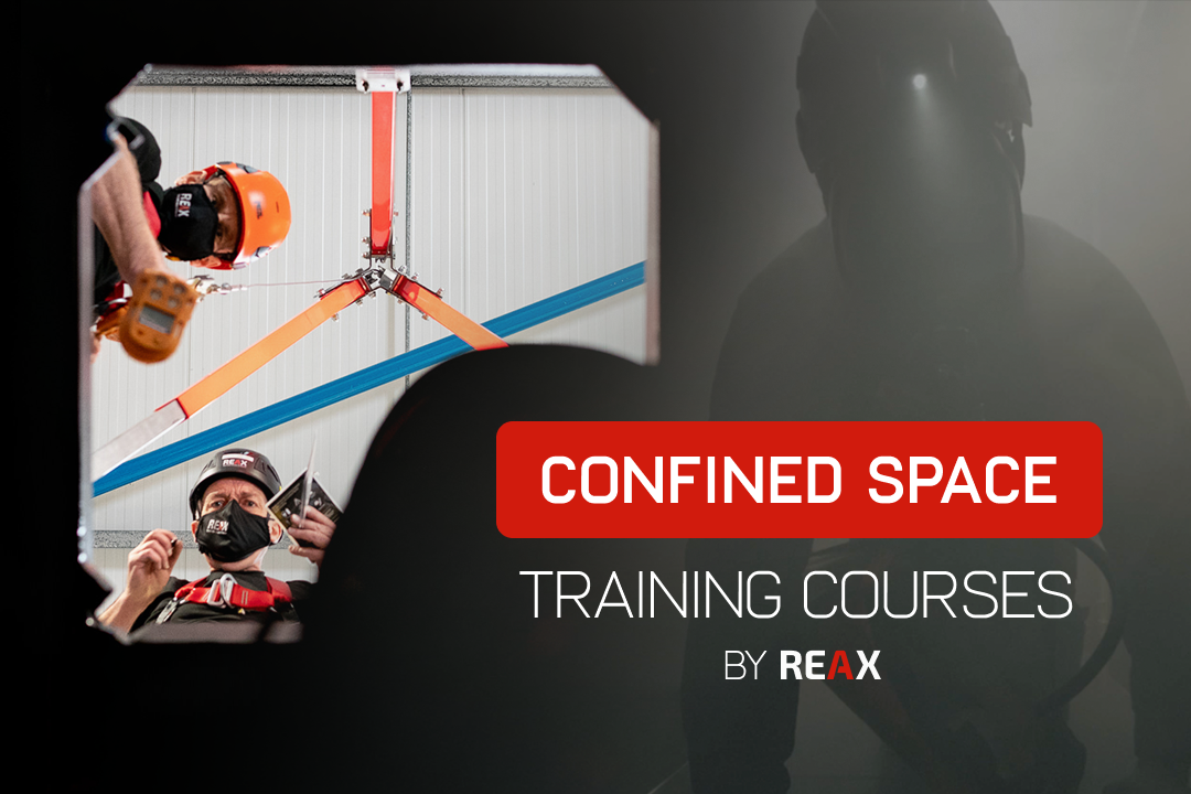 Someone wearing a breathing apparatus in a smoke filled dark tunnel