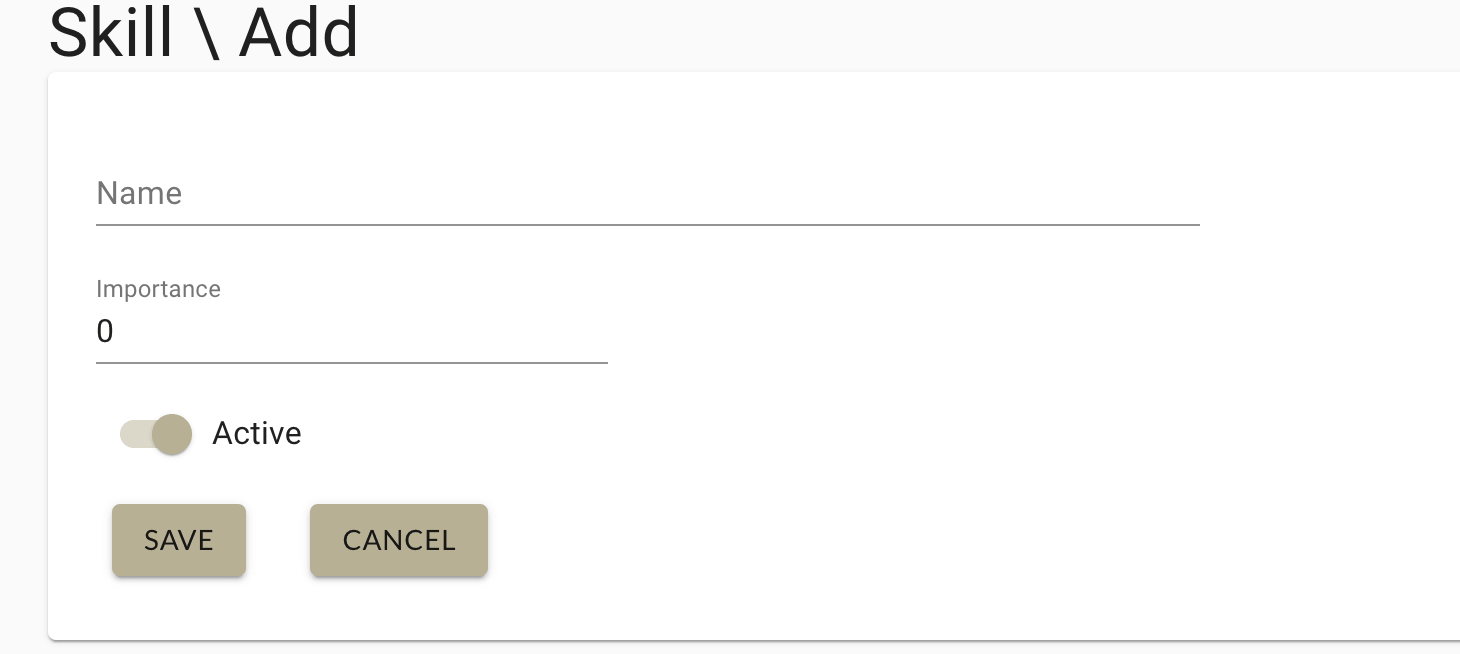 Add skill name and importance