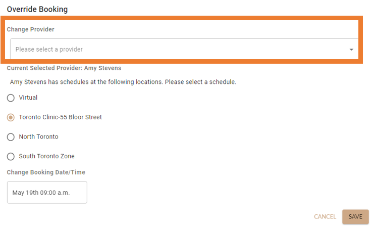 Select provider in bookings in MarketBox
