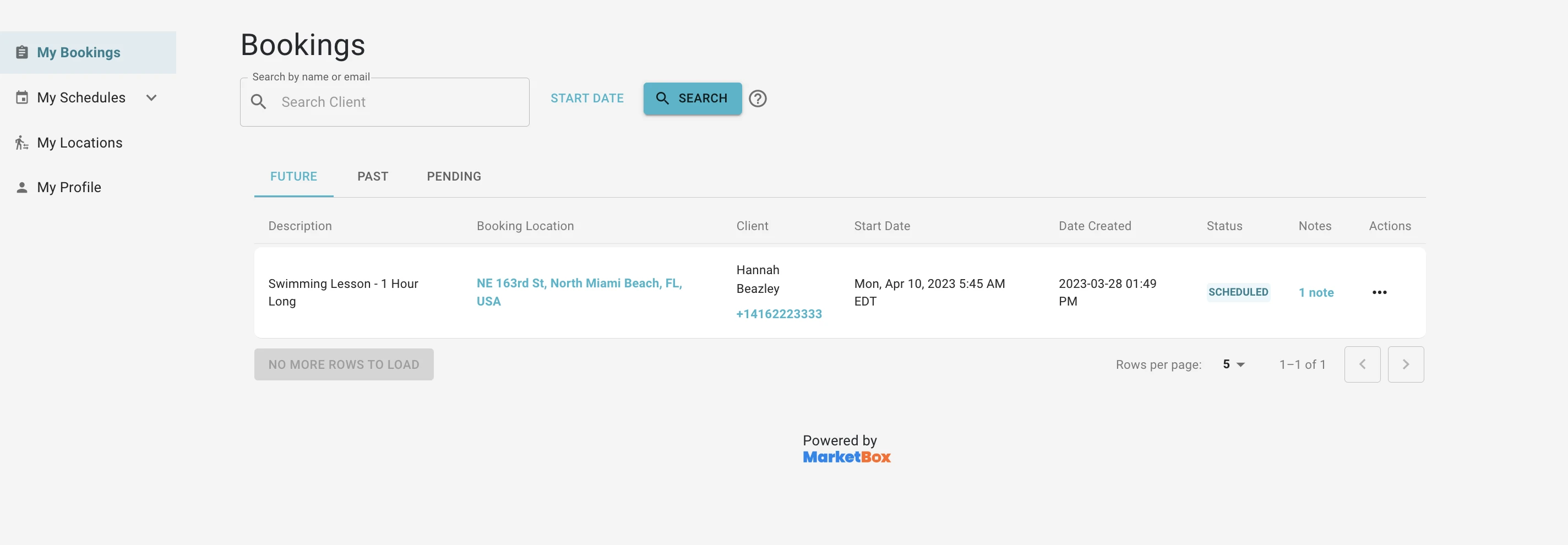 MarketBox provider booking interface