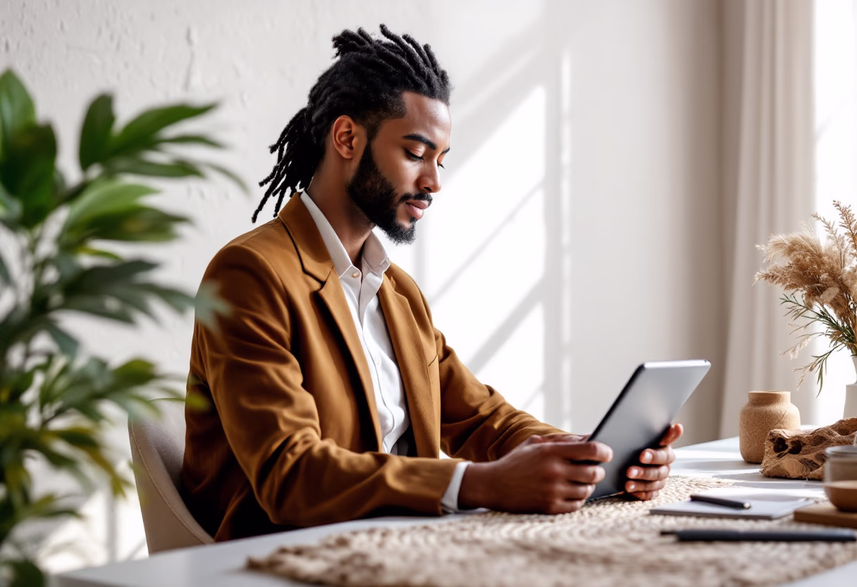 [interface] image of employee interacting with hr software (for a hr tech)