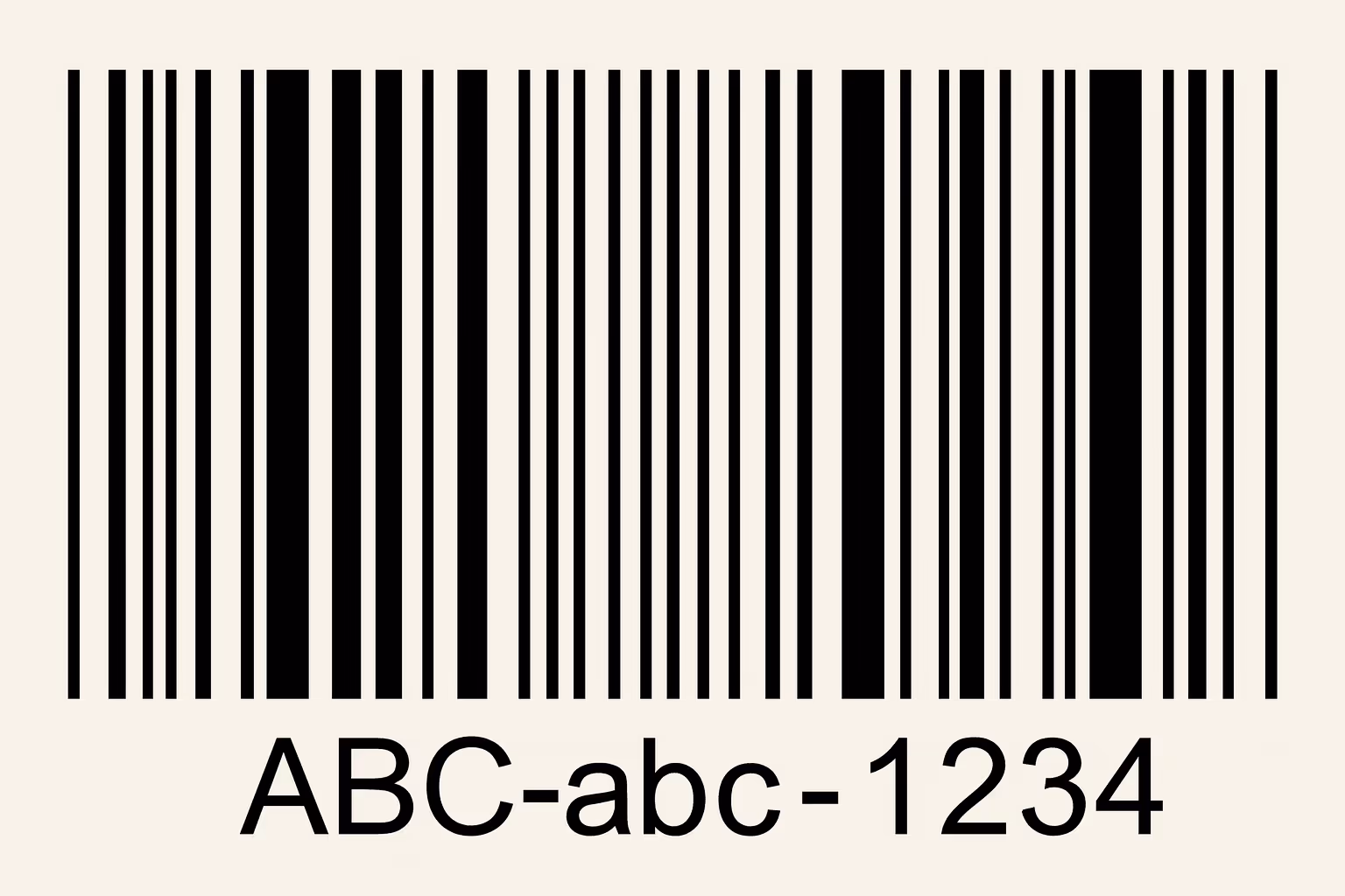 Code-barres artistique ABC-abc-1234 design minimaliste noir blanc