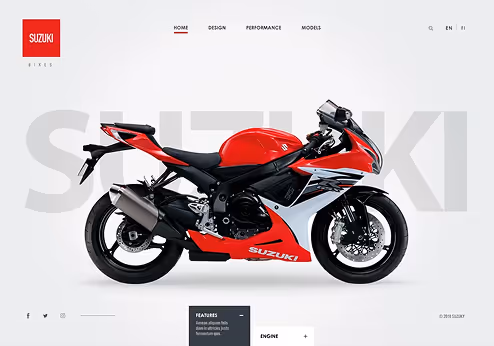 Moto sportive rouge - Design produit