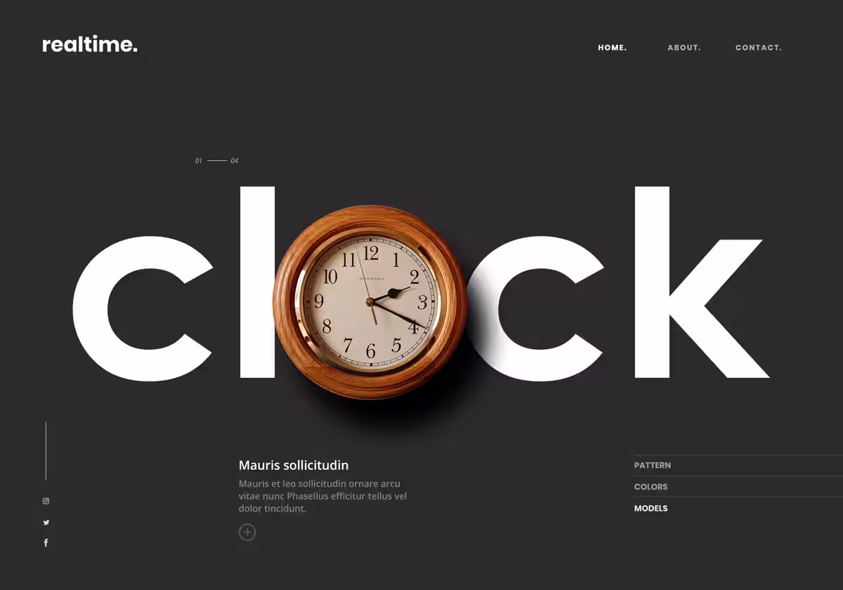 Galerie web clock design - Interface sombre