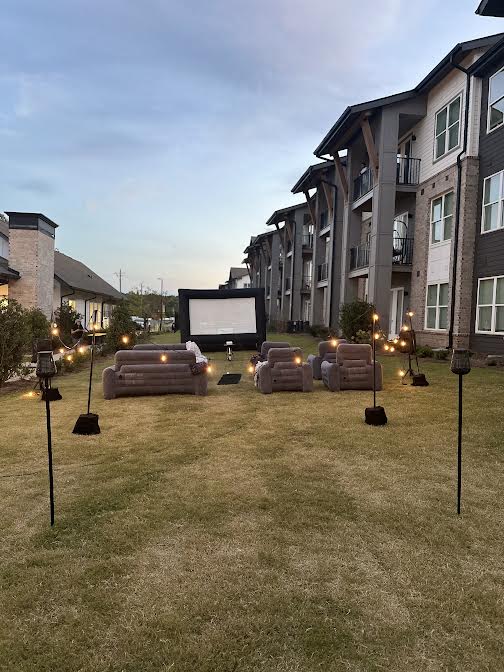 Backyard Movie Night setup