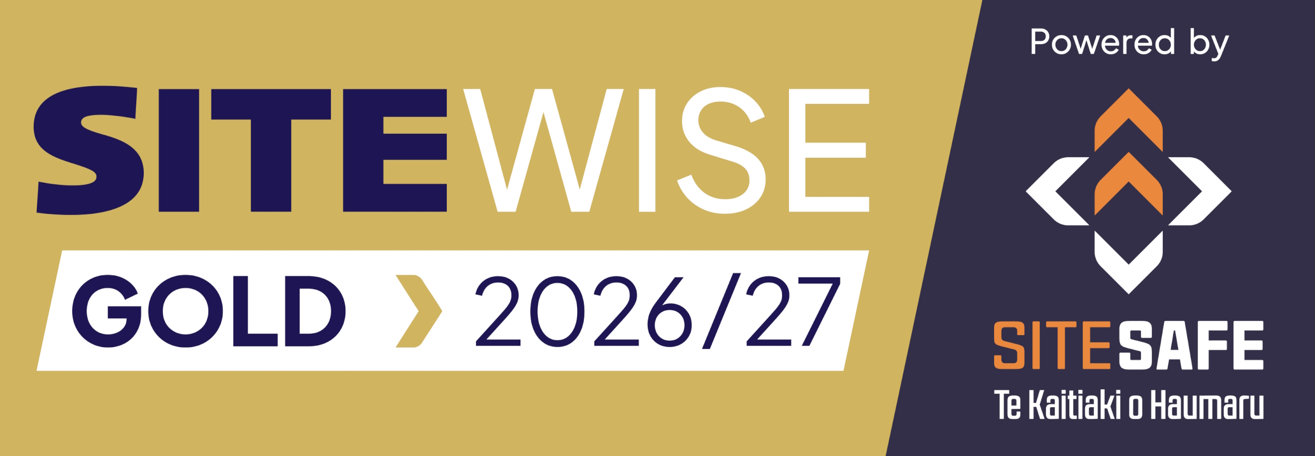 SiteWise Gold 2026/27 accreditation, powered by SiteSafe