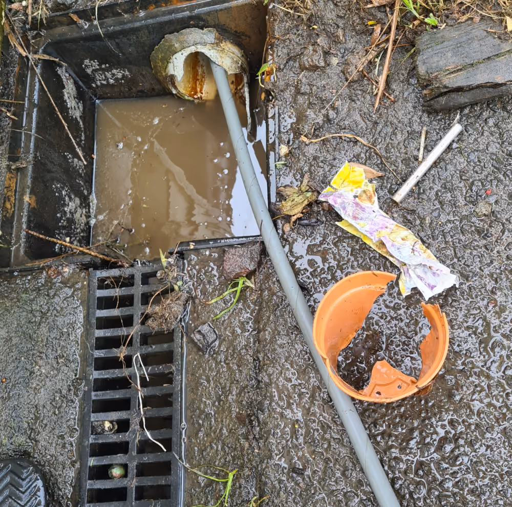 Drain inspection equipment inside a muddy stormwater catchpit