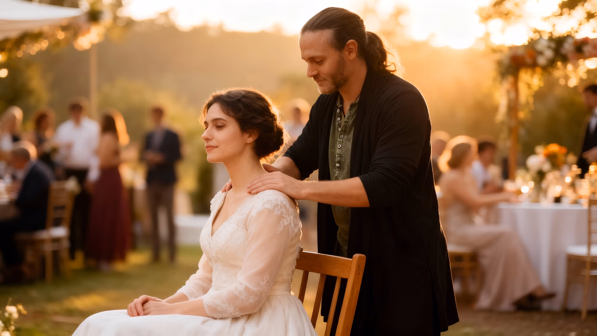 Mobile massage setup offering restorative bodywork at a group event