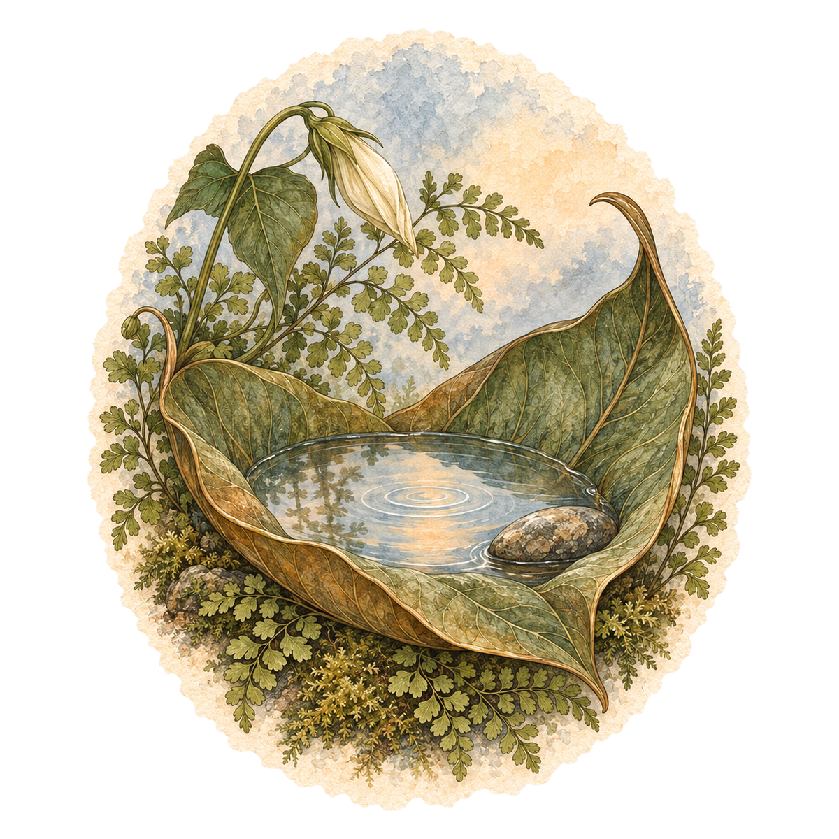 Pause botanical illustration for Quiet Stillness