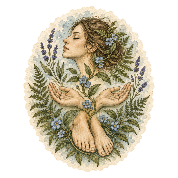 Pause botanical illustration for Head, Hands & Feet