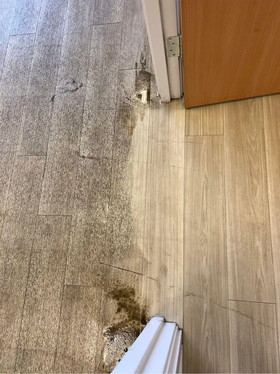 Voor en na vloerreiniging.