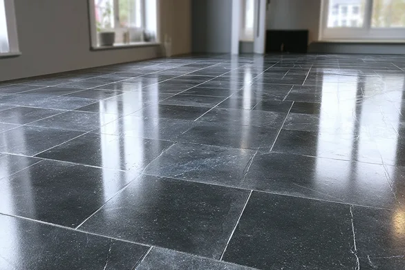 Glanzende donkere plavuizen vloer