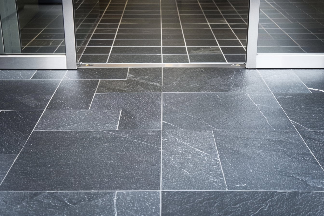 Gereinigde zwarte plavuizen vloer