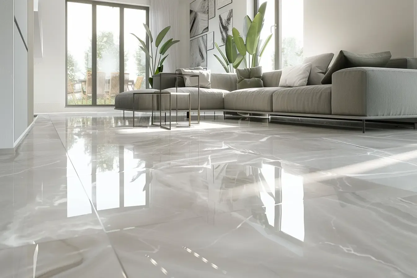 Zijdeglans gepolijste lichte marmervloer