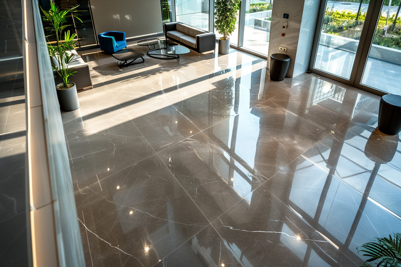 Glanzend bruine natuursteenvloer