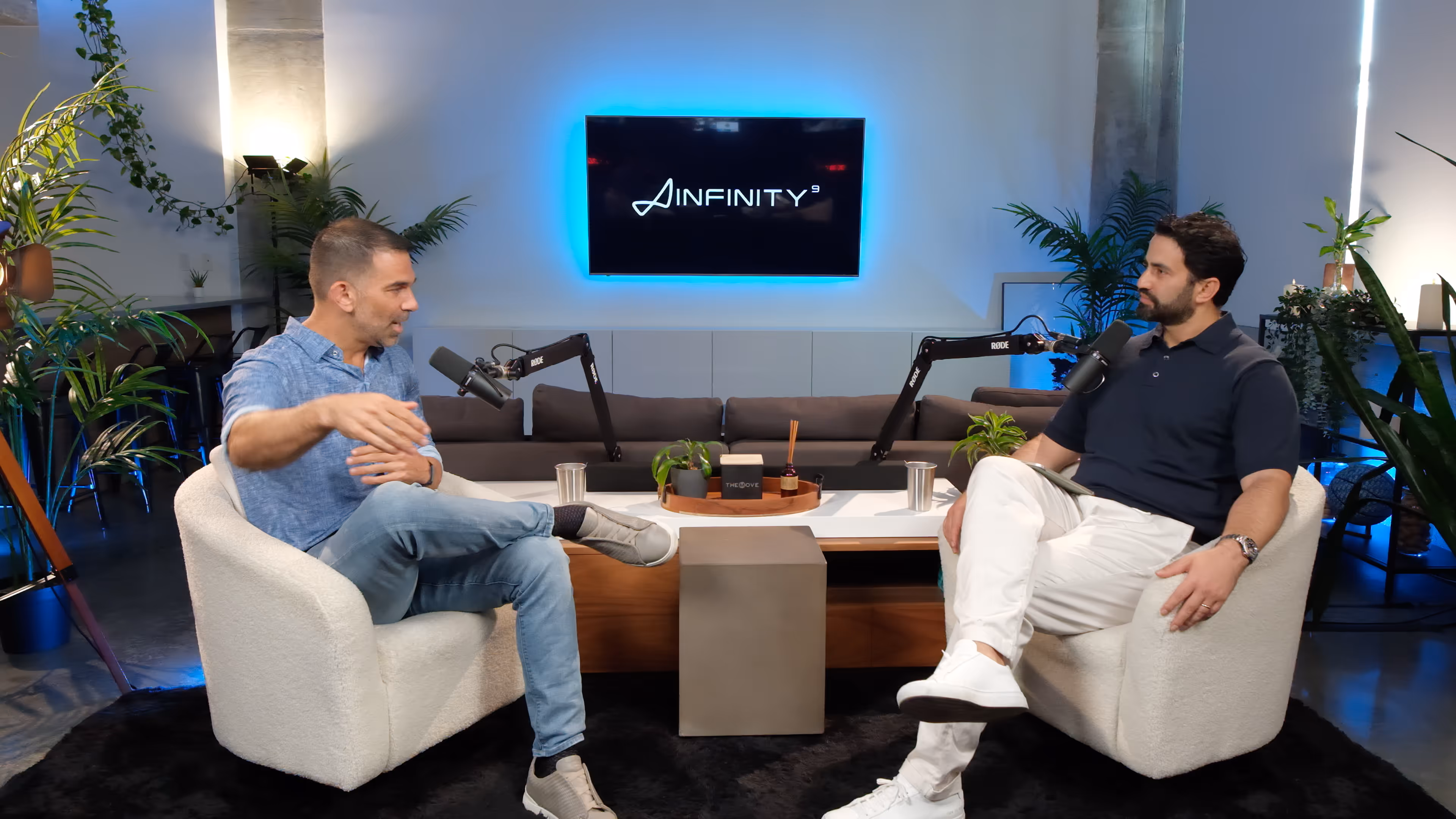 Man speaking on podcast