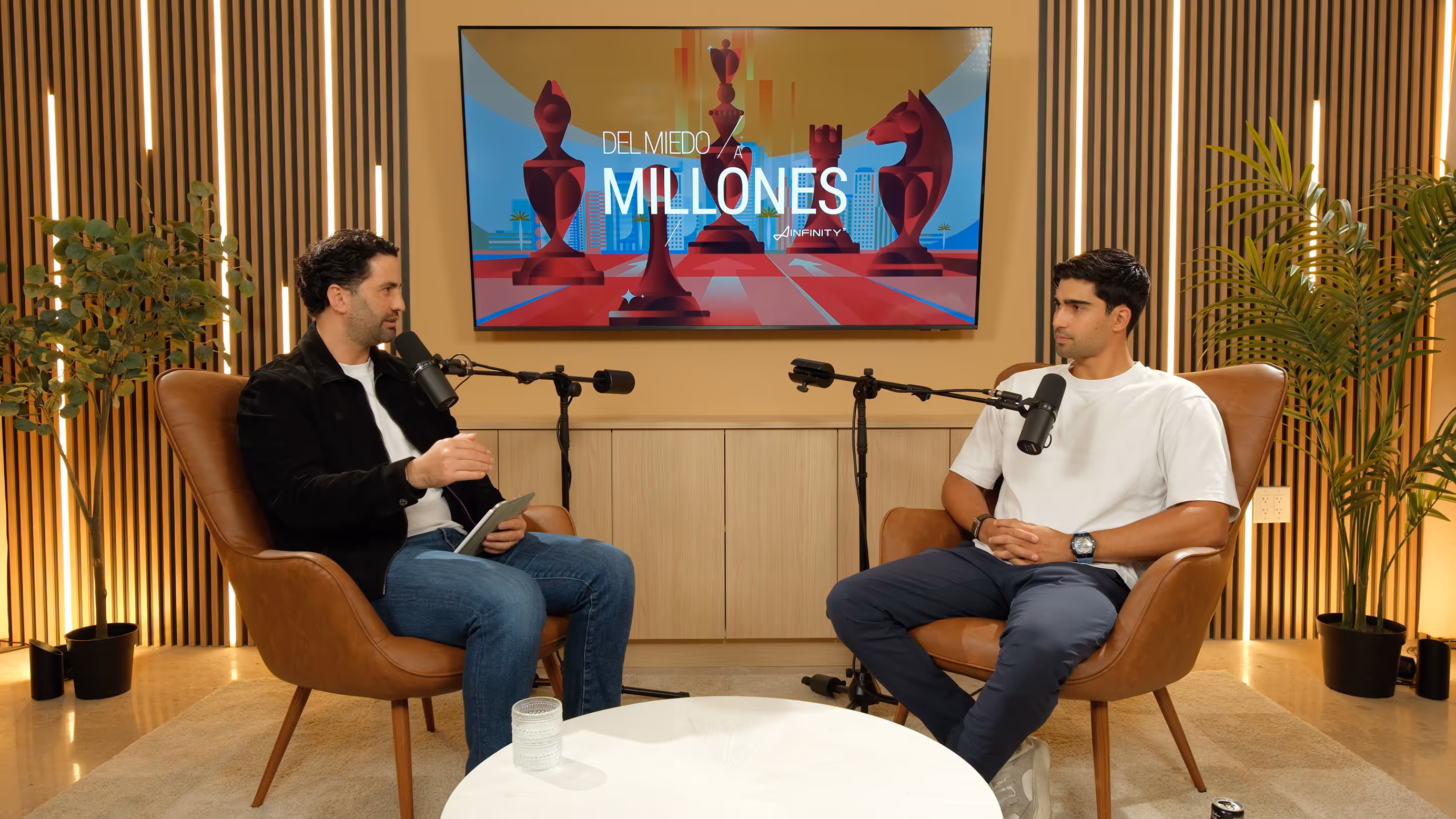 Man speaking on podcast