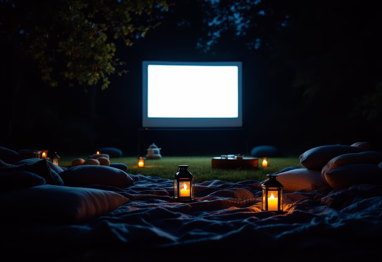 image of a outdoor movie night setup