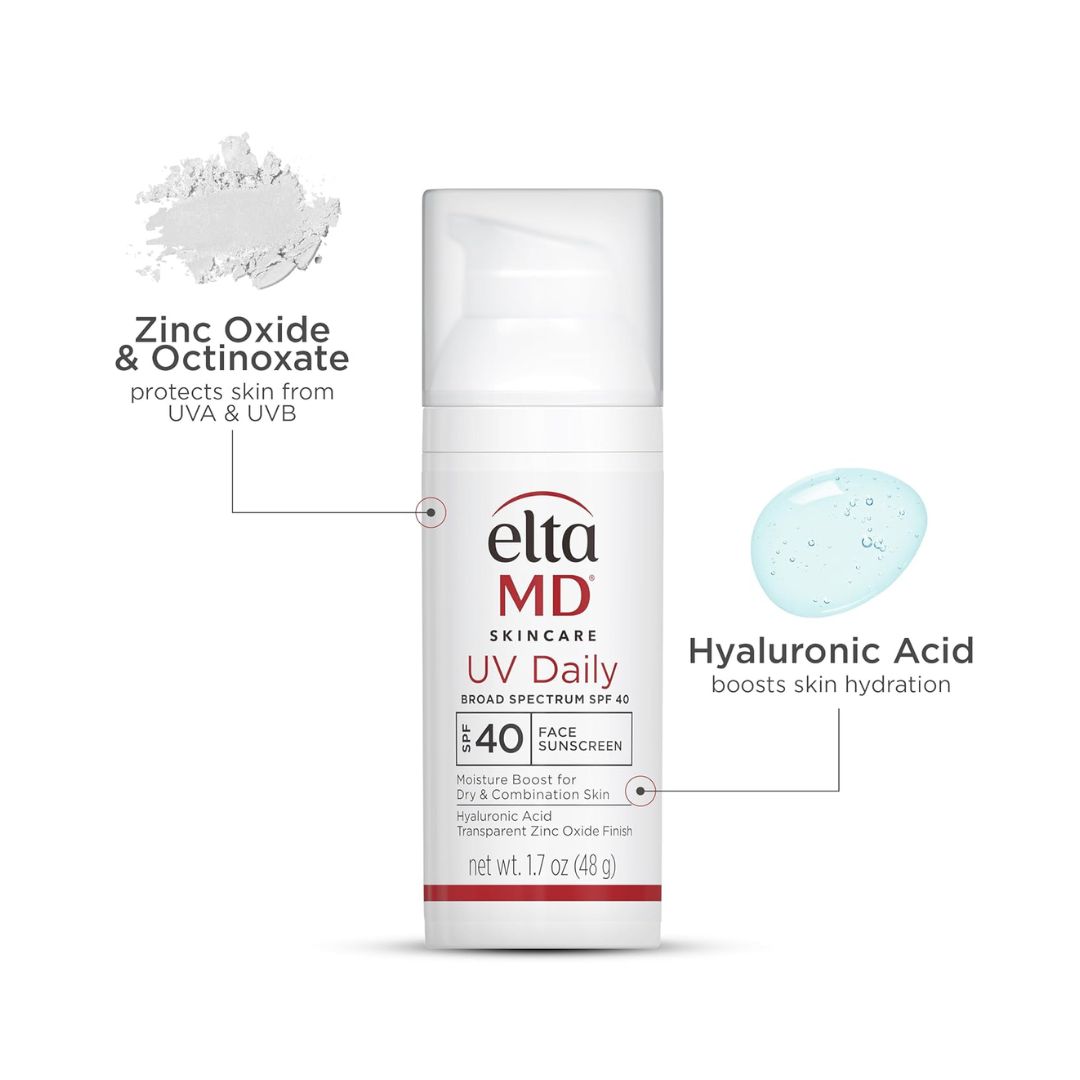 A tube of EltaMD UV Daily Face Sunscreen Moisturizer with Zinc Oxide, designed for daily facial sun protection and hydration.