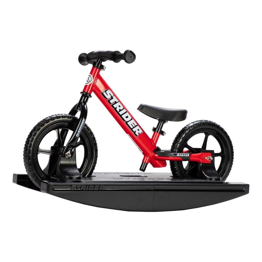 A 2-in-1 balance bike with a detachable rocking base for young children, shown assembled and ready for riding or rocking.