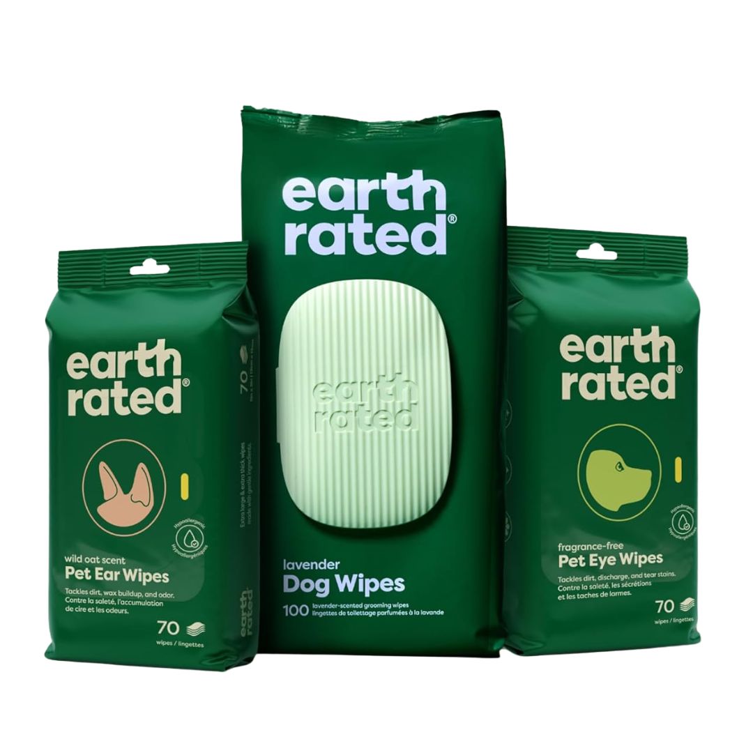 A container of hypoallergenic pet eye wipes, designed for gentle cleaning around dogs’ and cats’ eyes.