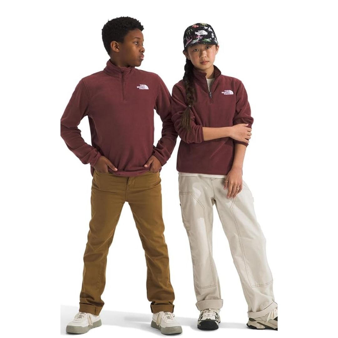 A classic unisex fleece pullover with a quarter-zip front, designed for warmth and versatile layering.