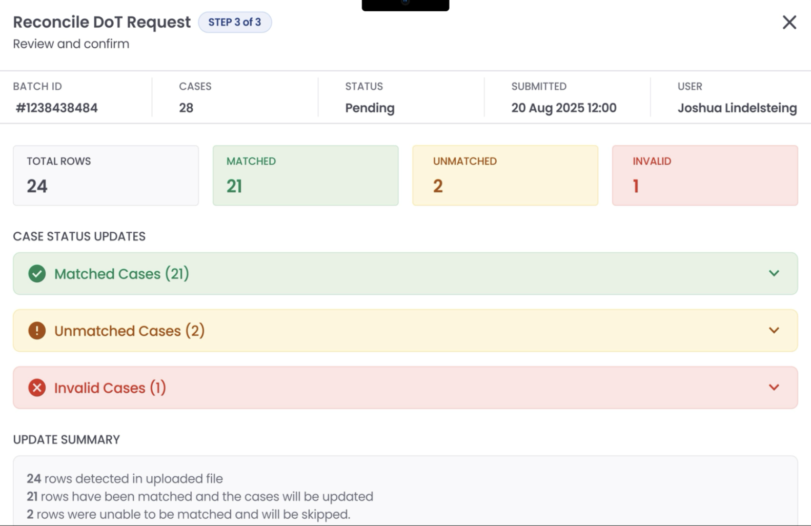 CaseFile DoT reconciliation import tool