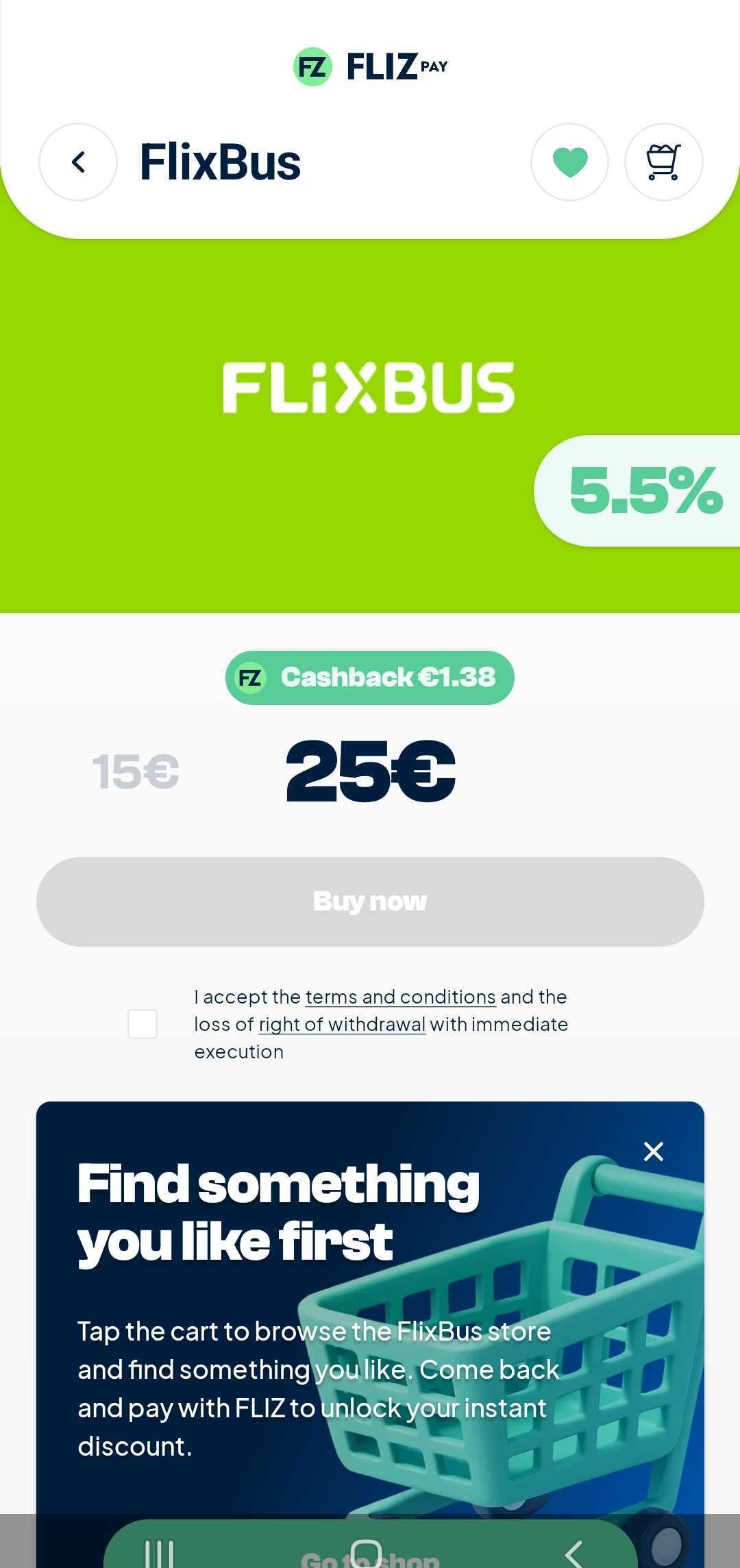 Flixbus in our partner app, Flizpay
