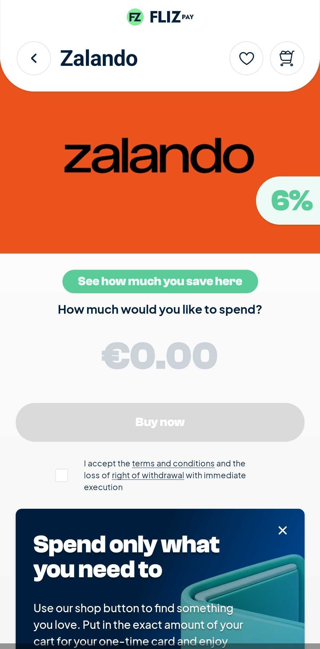 Zalando in our partner app, Flizpay