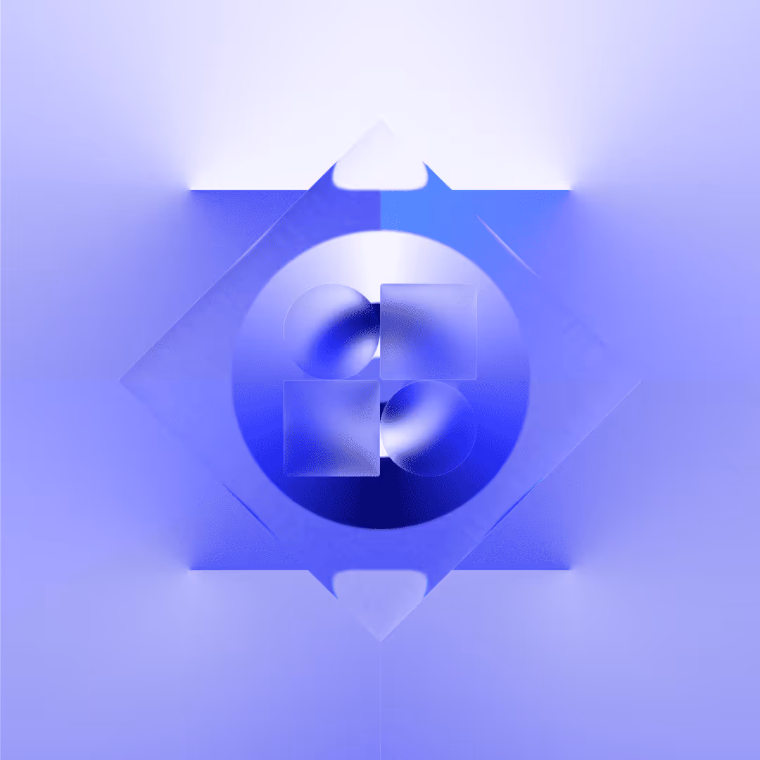 An abstract design picture showing glass effects on blue gradients
