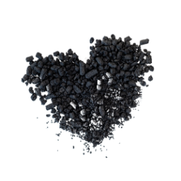 Biochar formed in a heart-shape