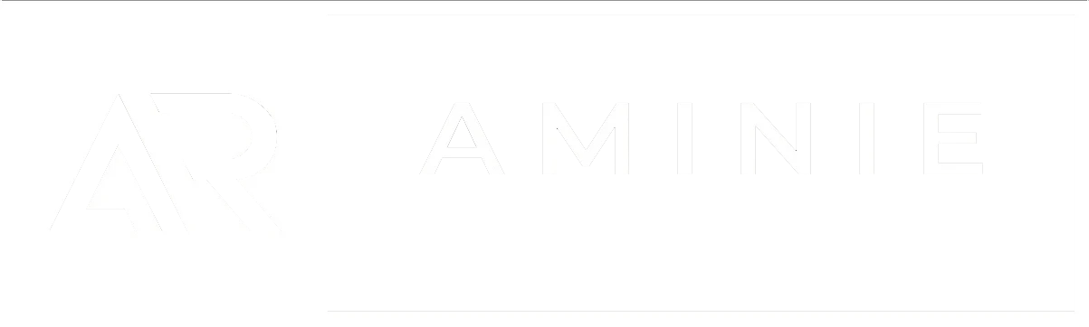 Logo with stylized letters AR and the word AMINIE beside it.